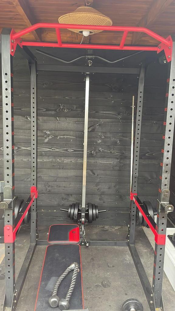 Weight training squat rack, domyos 900, Sport en Fitness, Fitnessapparatuur, Zo goed als nieuw, Krachtstation, Metaal, Ophalen