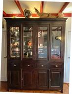 Koloniale teakhouten winkelkast (vitrinekast), Huis en Inrichting, Ophalen, Gebruikt, Met deur(en), 200 cm of meer