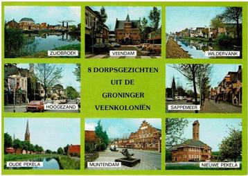 Ansichtkaart Groninger Veenkoloniën, 8 dorpsgezichten beschikbaar voor biedingen