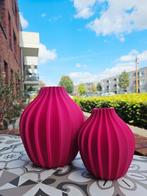 Magenta roze paars vazen vaas set van 2 3D, Overige kleuren, Nieuw, Ophalen of Verzenden, Glas