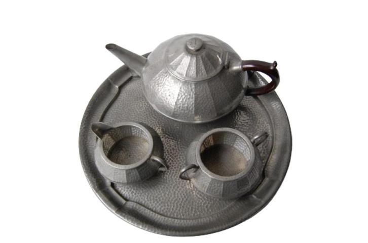 Art deco tinnen theeset - Knighthood Old English Pewter, Antiek en Kunst, Antiek | Tin, Verzenden