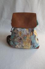 Lokaal kunstwerk op leren en canvas rugzak (blauw en bruin), Ophalen of Verzenden, Nieuw, Blauw, Overige typen