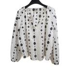 Cotton Club: geborduurde ecru katoenen damesblouse (Large), Ophalen of Verzenden, Zo goed als nieuw, Maat 42/44 (L), Beige