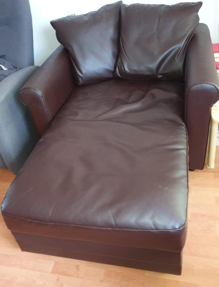 Loungestoel, Huis en Inrichting, Fauteuils, Gebruikt, Leer, Ophalen
