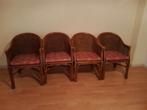 4 rieten kuip stoelen, Huis en Inrichting, Ophalen, Zo goed als nieuw, Bruin, Twee
