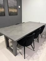 Grıjs eettafel met 6 stoel zwart, Ophalen of Verzenden, Zo goed als nieuw, 4 tot 6 stoelen