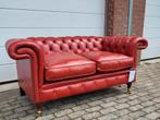 Prachtige Chesterfield bank oxblood red, rood leer., Ophalen, Gebruikt, 150 tot 200 cm, Chesterfield