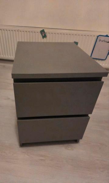 Ikea Malm grijs Nachtkastje met 2 Lades - afbeelding 2