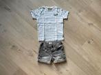 Tumble ‘n Dry jeans short en T-shirt gestreept maat 104, Tumble 'n Dry, Ophalen of Verzenden, Zo goed als nieuw, Setje