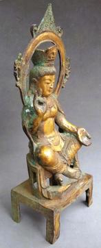 19 de eeuw GROTE Brons Vergulde Tibetaanse Buddha Boeddha, Ophalen of Verzenden
