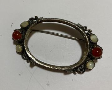 Vintage goudkleur vergulde jugendstil art deco broche steen beschikbaar voor biedingen
