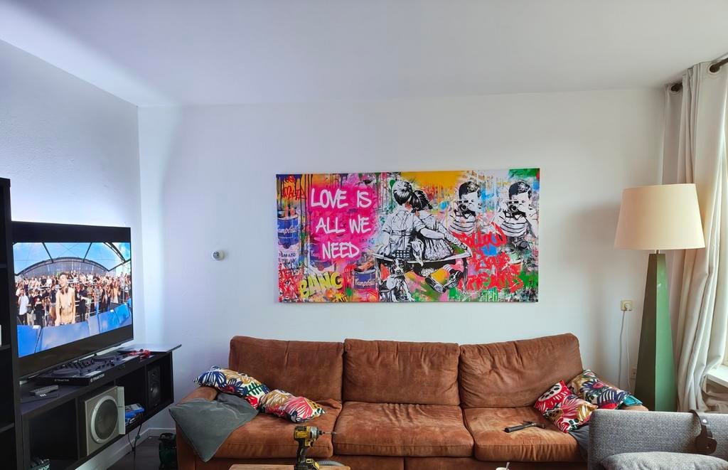 Banksy canvas - 200x100cm, Ophalen of Verzenden