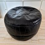 Zwart leren lapjes poef, Ophalen of Verzenden