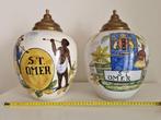 2 witte S.T. OMER tabakspotten met figuren #092, Antiek en Kunst, Antiek | Keramiek en Aardewerk, Ophalen of Verzenden
