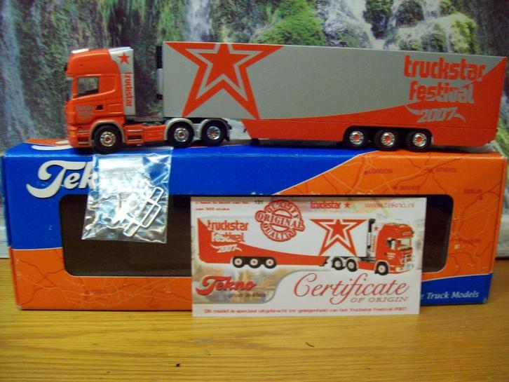 Tekno - Scania R 500 - V8 - Truckstar Festival 2007 -      5, Hobby en Vrije tijd, Modelauto's | 1:50, Zo goed als nieuw, Bus of Vrachtwagen