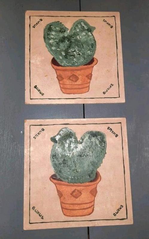 2 Houten met opdruk buxus, Huis en Inrichting, Woonaccessoires | Overige, Zo goed als nieuw, Ophalen of Verzenden