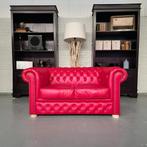 Brighton 2-Zits Classic Chesterfield Bank – Rood, Leer, Antiek en Kunst, Antiek | Meubels | Stoelen en Banken, Ophalen