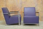 ZGANieuw paarse leren Harvink Alowa design fauteuil!, Huis en Inrichting, Fauteuils, Design, Metaal, 75 tot 100 cm, Zo goed als nieuw