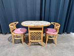 Bistro set van rotan, Gebruikt, Twee, Bruin, Hout