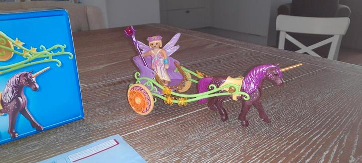 Playmobil Fairies elfje met koets en eenhoorn incl doos 9136, Kinderen en Baby's, Speelgoed | Playmobil, Zo goed als nieuw, Complete set