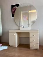 Vintage vanity met ronde spiegel, Huis en Inrichting, Tafels | Kaptafels, Ophalen, Gebruikt, Art deco, 50 tot 100 cm