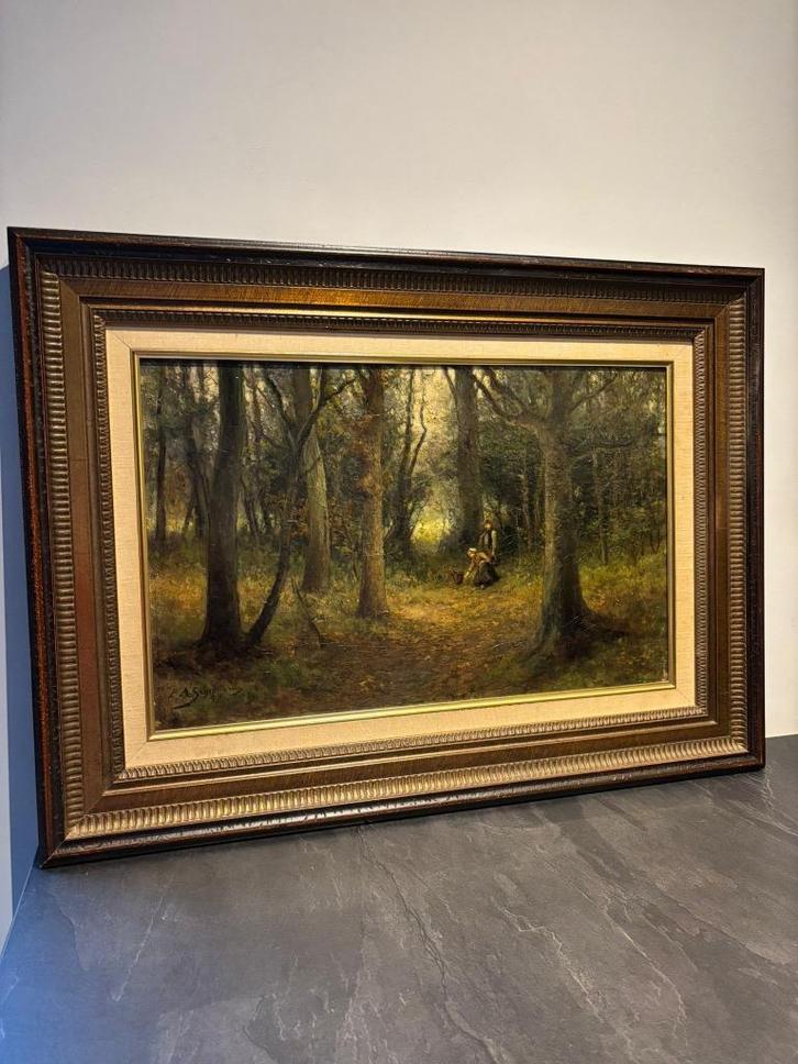 Pieter Adrianus Schipperus – Houtsprokkelaars in ’t bos, Antiek en Kunst, Kunst | Schilderijen | Klassiek, Ophalen