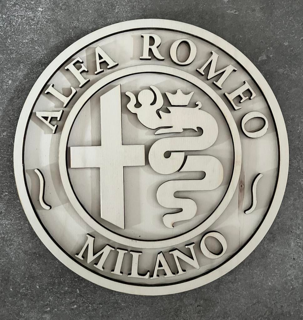Alfa Romeo 3d logo van hout 33cm, Ophalen of Verzenden, Nieuw