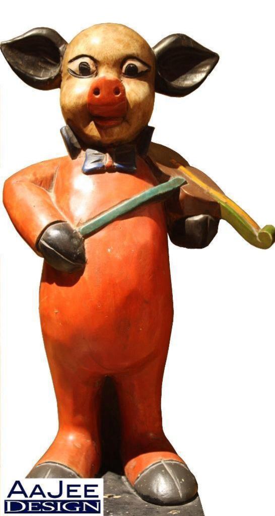 Antiek zwijntje - Bistro chef - Uit 1 stuk hardhout gemaakt, Antiek en Kunst, Kunst | Beelden en Houtsnijwerken, Ophalen of Verzenden