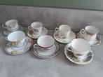 Leuk high tea servies kop en schoteltjes 7 paar, 14-delig, Ophalen, Gebruikt, Keramiek, Overige stijlen