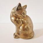 Grote messing kat geel koperen kat poes beeld vintage, Antiek en Kunst, Antiek | Koper en Brons, Ophalen of Verzenden, Koper