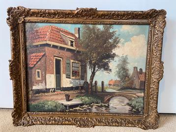Huis aan het water , olieverf op doek , 48 x38 , gesigneerd beschikbaar voor biedingen