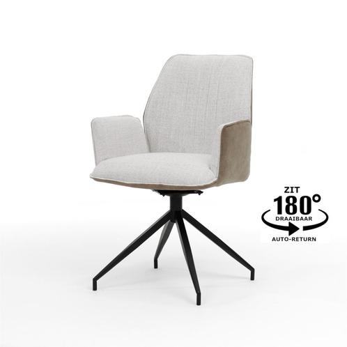 Armstoel Gio draaivoet stof oasis naturel + bull liver | Web, Huis en Inrichting, Stoelen, Nieuw, Metaal, Stof, Overige kleuren