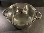 Le Chef RVS Kookpan met Glazen Deksel – 17,5 cm, Ophalen of Verzenden, Gebruikt, Rvs, Kookpan of Snelkookpan
