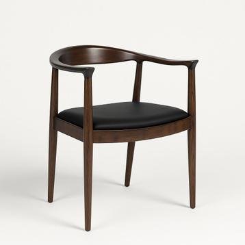 2x Mid-Century designstoelen – walnoot & zwart (nieuw) beschikbaar voor biedingen