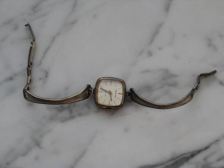 Vintage Prisma Incabloc Dameshorloge., Sieraden, Tassen en Uiterlijk, Horloges | Antiek, Polshorloge, Overige merken, Zilver, Onbekend