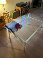 Glazen Salontafel met houten frame, Huis en Inrichting, Tafels | Salontafels, Ophalen, 50 tot 100 cm, 50 tot 100 cm, Minder dan 50 cm