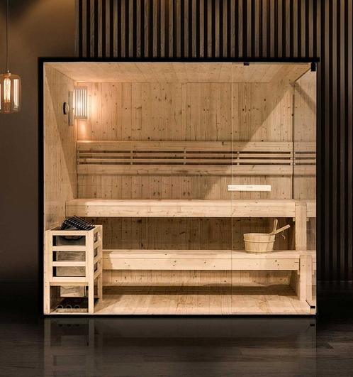 FINSE SAUNA MET 8KW KACHEL EN GLAZEN VOORKANT GRATIS BEZORGD, Sport en Fitness, Sauna, Nieuw, Complete sauna, Fins of Traditioneel