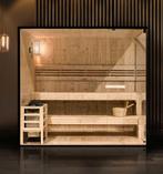 FINSE SAUNA MET 8KW KACHEL EN GLAZEN VOORKANT GRATIS BEZORGD, Fins of Traditioneel, Ophalen of Verzenden, Nieuw, Complete sauna