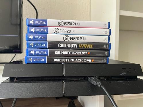 Playstation 4, Spelcomputers en Games, Spelcomputers | Sony PlayStation 4, Gebruikt, Original, Met 2 controllers, Met games, Ophalen
