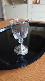Antiek Kristallen Glas met Verzilverde Voet, Ophalen of Verzenden