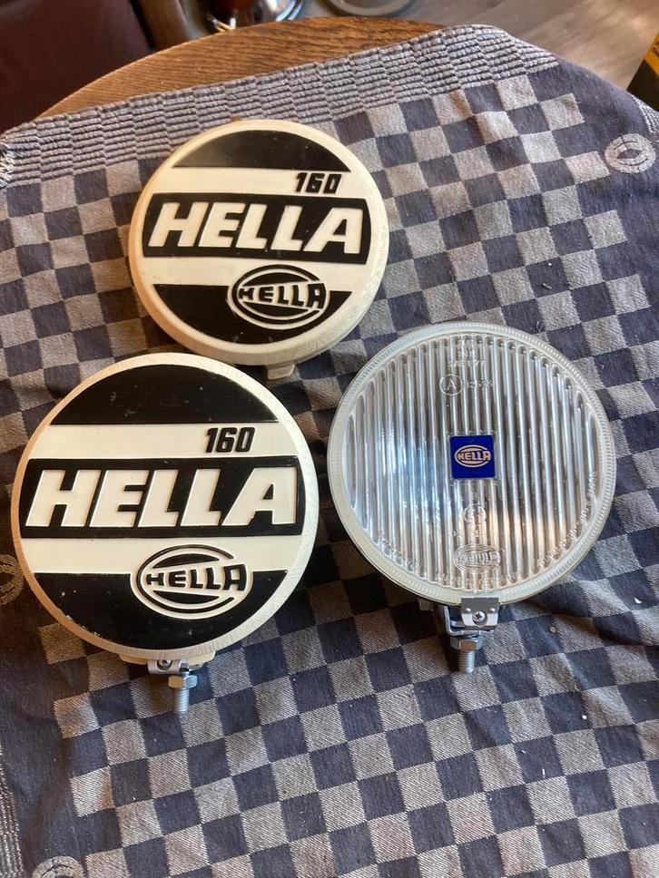 Oldtimer 2 Hella witte mistlampen met covers 160, Auto-onderdelen, Verlichting, Gebruikt, Ophalen of Verzenden