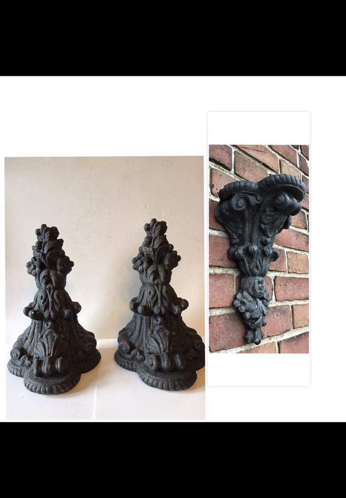 2 Stenen, gipsen comsoles, zwart geverfd. Klassiek wandplank, Huis en Inrichting, Woonaccessoires | Wandplanken en Boekenplanken