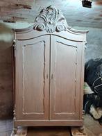 Oude antieke kuifkast kast eiken in brocante krijtverf, B, Gebruikt, 200 cm of meer, B