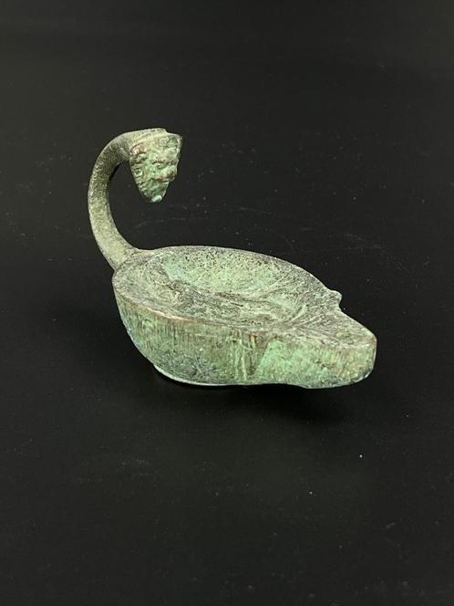 Oosters bronzen olielamp sculptuur mascaron figuur Chinees?, Antiek en Kunst, Antiek | Koper en Brons, Brons, Ophalen of Verzenden