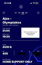 2 Tickets Ajax - Olympiakos naast elkaar Hoofdtribune, Twee personen