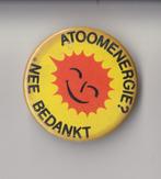 Atoomenergie Nee Bedankt Anti Kerncentrale button, Verzamelen, Speldjes, Pins en Buttons, Gebruikt, Niet vindbaar, Niet vindbaar