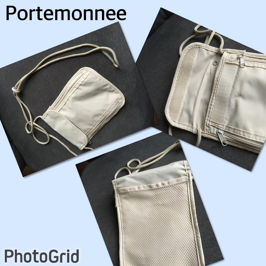 Z.g.a.n/beige portemonnee aan koordje/klittenband/vakantie, Ophalen of Verzenden, Zo goed als nieuw, Beige