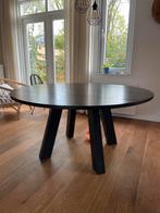 Woood Rhonda Zwarte Eettafel - 1,5m Doorsnee, Huis en Inrichting, Tafels | Eettafels, Ophalen, 100 tot 150 cm, Rond, Zo goed als nieuw