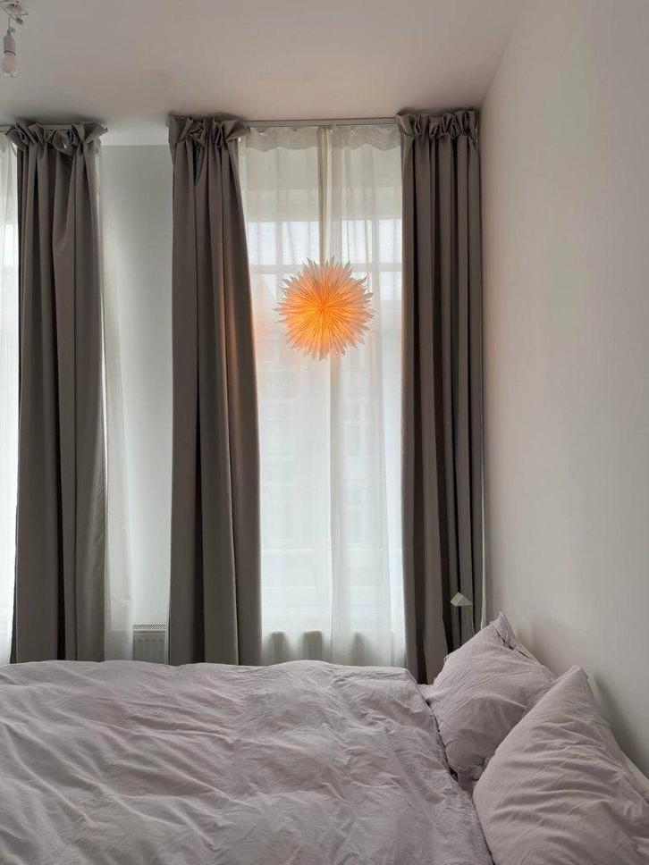 IKEA gordijnen 1pr, Huis en Inrichting, Stoffering | Gordijnen en Lamellen, Gebruikt, 200 cm of meer, 100 tot 150 cm, Crème, Grijs