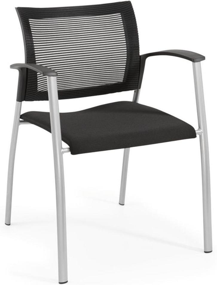 20+ Vergaderstoel 4 poots model Zwart/alu mesh 1604LMZ, Huis en Inrichting, Stoelen, Gebruikt, Vijf, Zes of meer stoelen, Kunststof